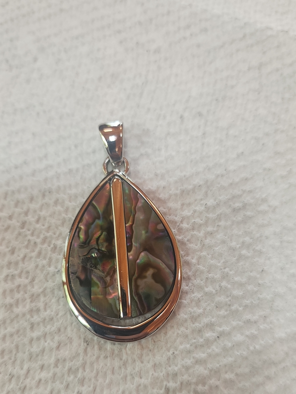 Lia Sophia Silver Teardrop Abalone Shell Pendant - Iridescent Green